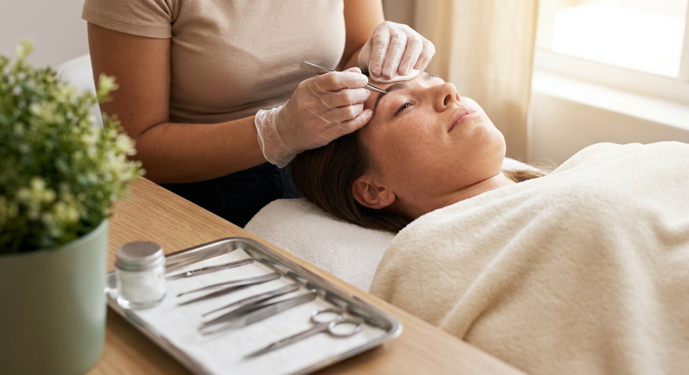 Precision brow tweezing