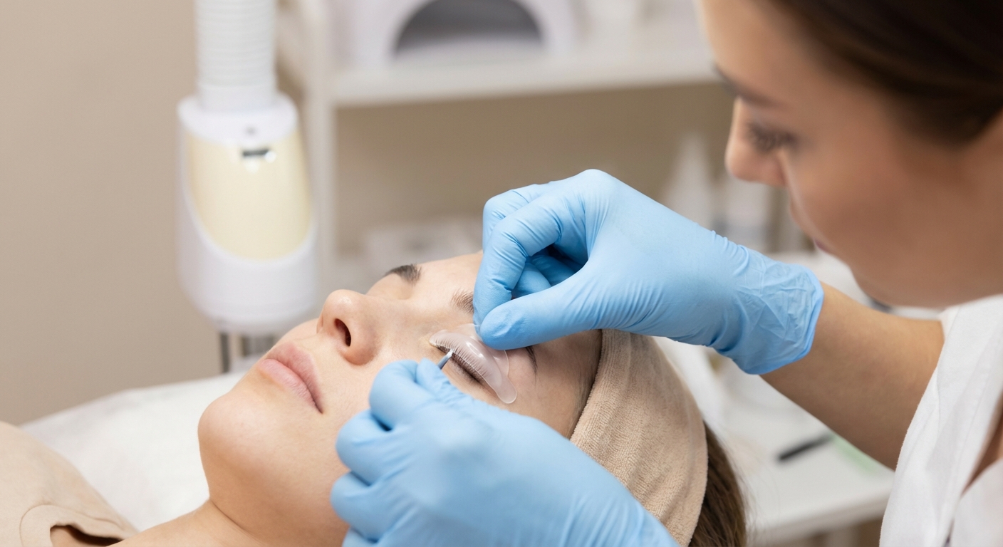 Posizionamento del bigodino per lash lift