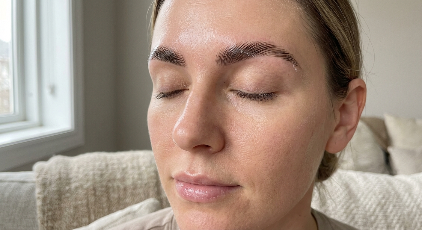 Laminated brows close-up